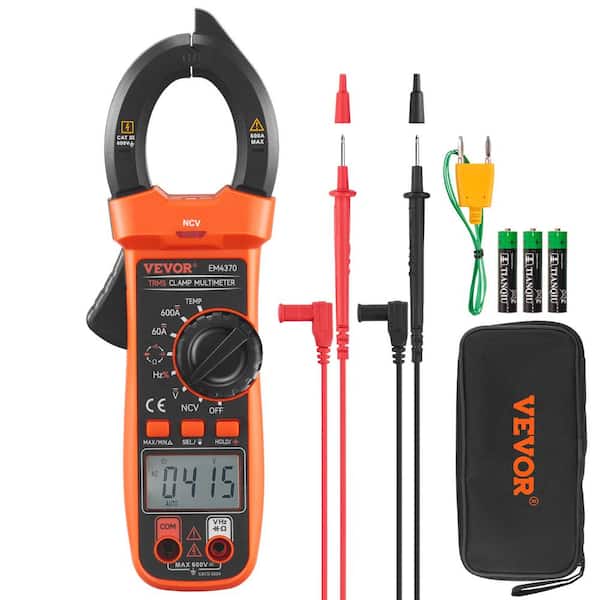 VEVOR 600 Amp Digital Clamp Meter DC/AC Multimeter True RMS Auto Ranging 6000 Max Reading NCV Measurement LED Backlight