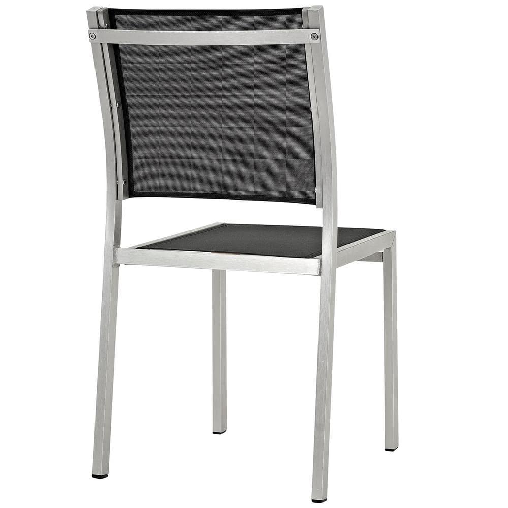 Shoreline Silver Black Modern Outdoor Patio Dining Chair