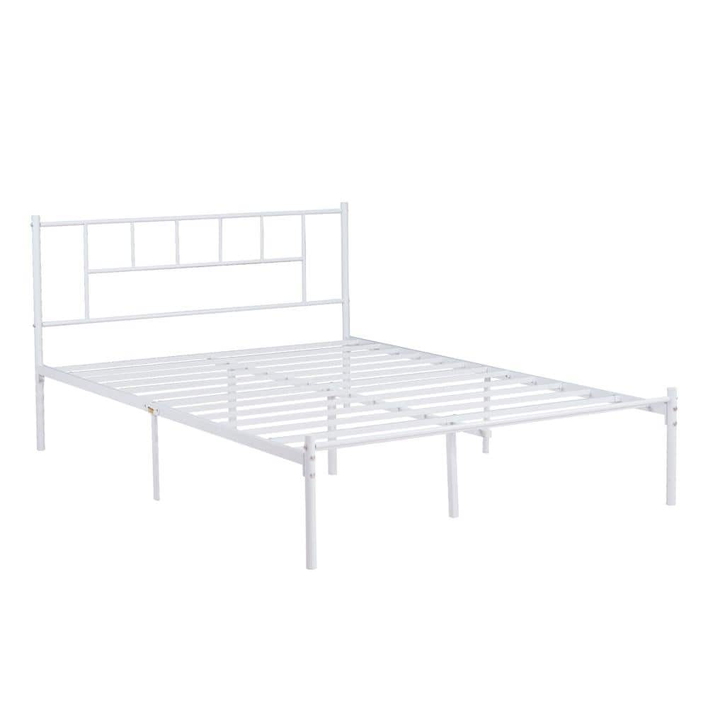 Reviews for VECELO Full Bed Frame White Metal Frame with Headboard and
