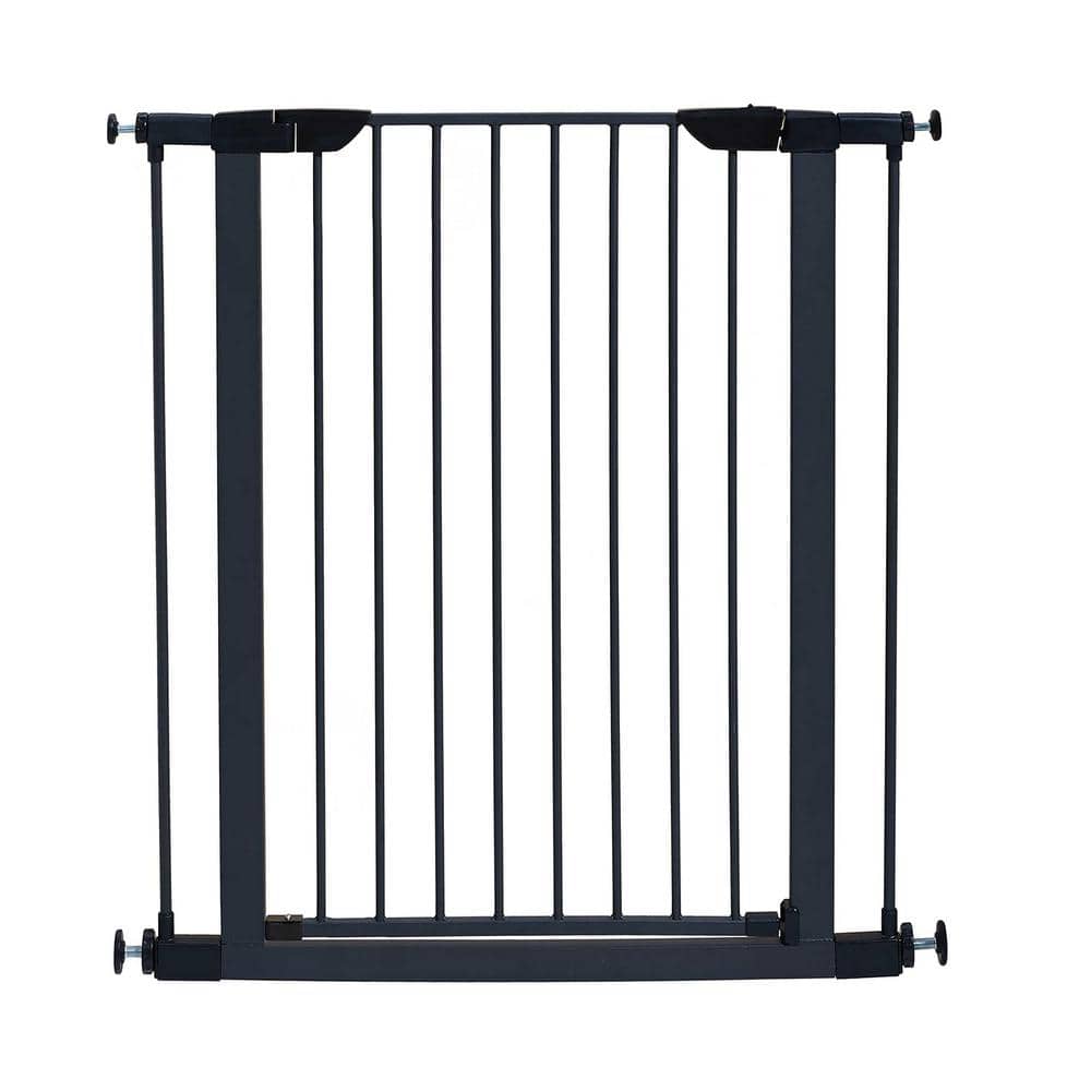 Angel Sar 29-38 in. W x 39 in. H Pressure Mounted Dog Gate, Walk-Through Steel Baby Gate Includes Two 3-Inch-Wide Extensions