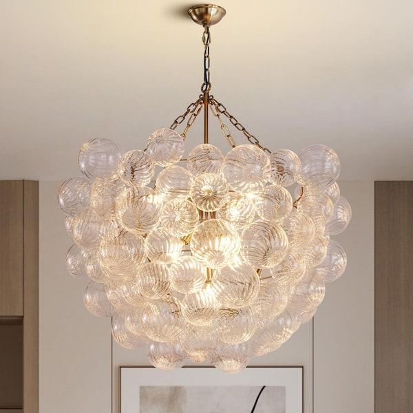 Modern Chandelier 36 in. 10-Light Gold Buble Chandelier for Dinning Room, Living Room, Foyer, Bedroom