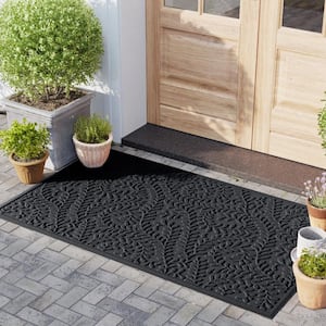 WaterHog Boxwood Charcoal 35 in. x 59 in. PET Polyester Indoor Outdoor Doormat