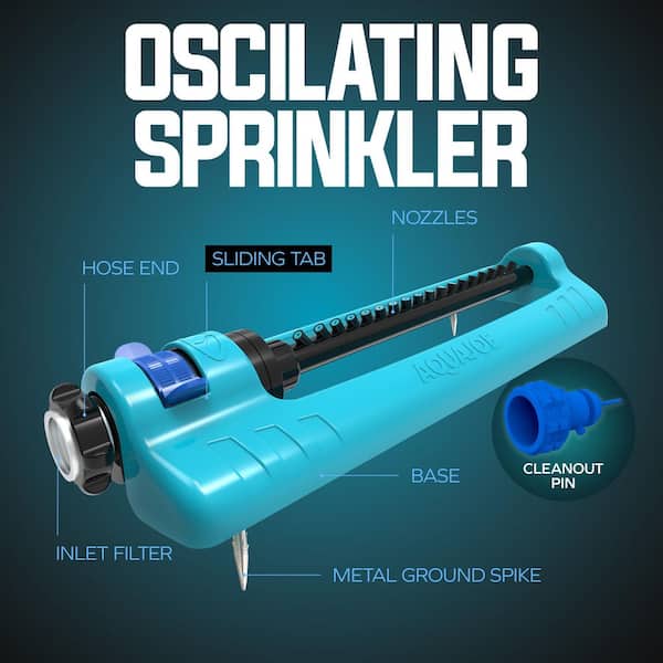AQUA JOE 3700 sq. ft. Coverage Oscillating Sprinkler with Metal