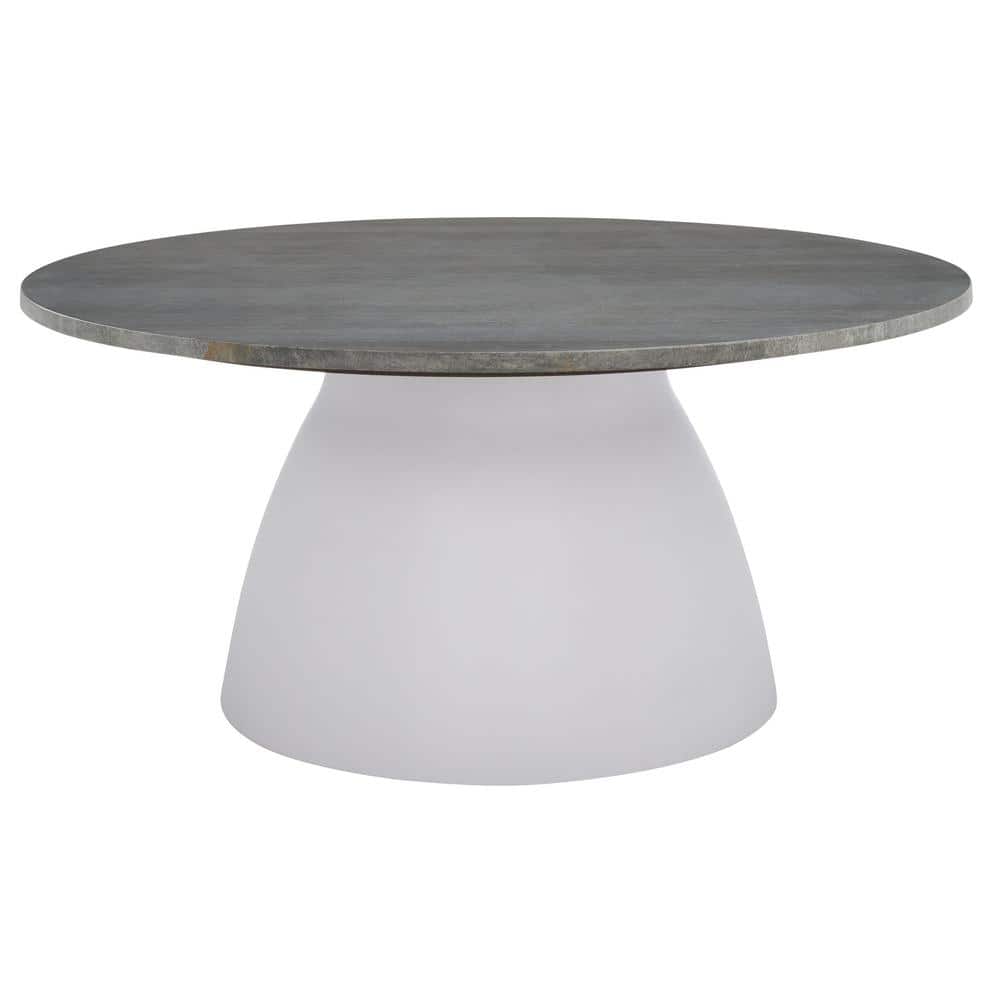 SAFAVIEH Roseclaire 24 in. Gold/Light Pink Round Stone End Table