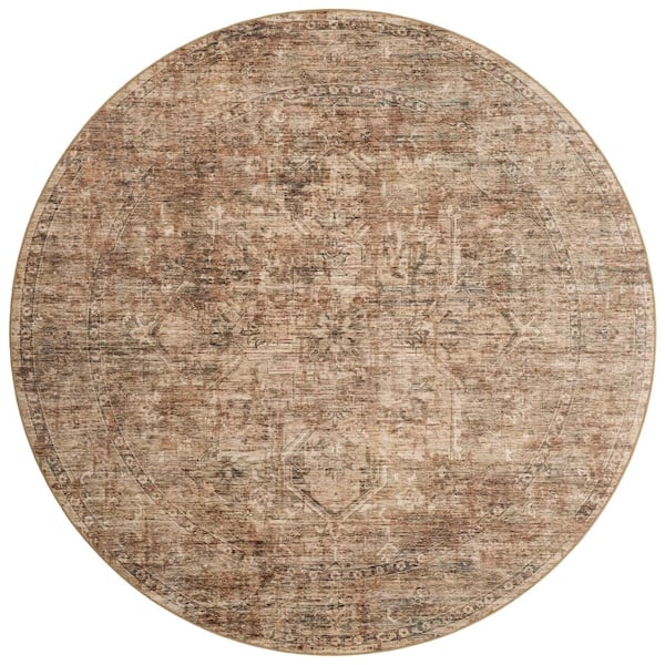 Anniston Clay/Charcoal 6 ft. x 6 ft. Machine Washable Round Area Rug