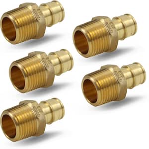 1/2 in. x 1/2 in. 90° PEX A x MIP Expansion Pex Adapter, Lead Free Brass for Use in Pex A-Tubing (Pack of 5)