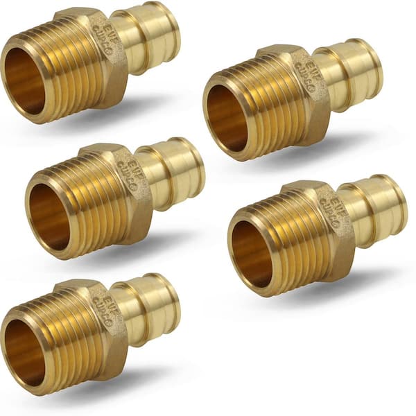 The Plumber's Choice 1/2 in. x 1/2 in. 90° PEX A x MIP Expansion Pex Adapter, Lead Free Brass for Use in Pex A-Tubing (Pack of 5)
