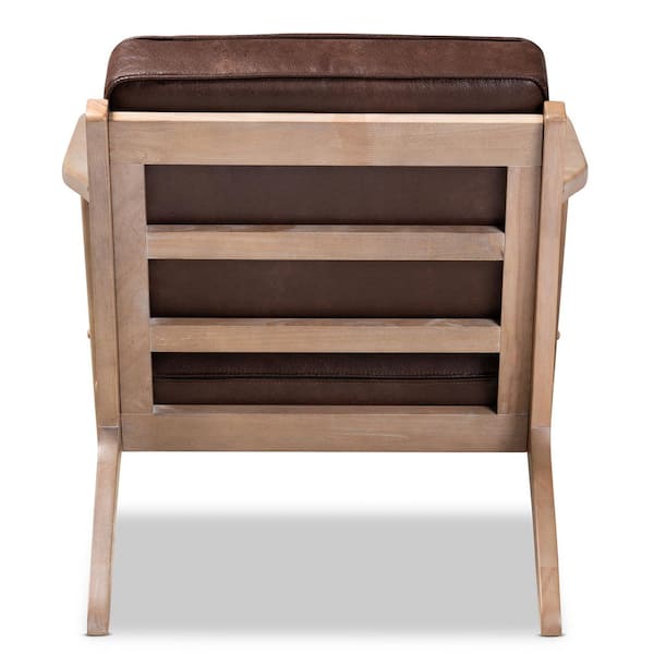 Baxton Studio Sigrid Dark Brown Upholstered Wood Armchair