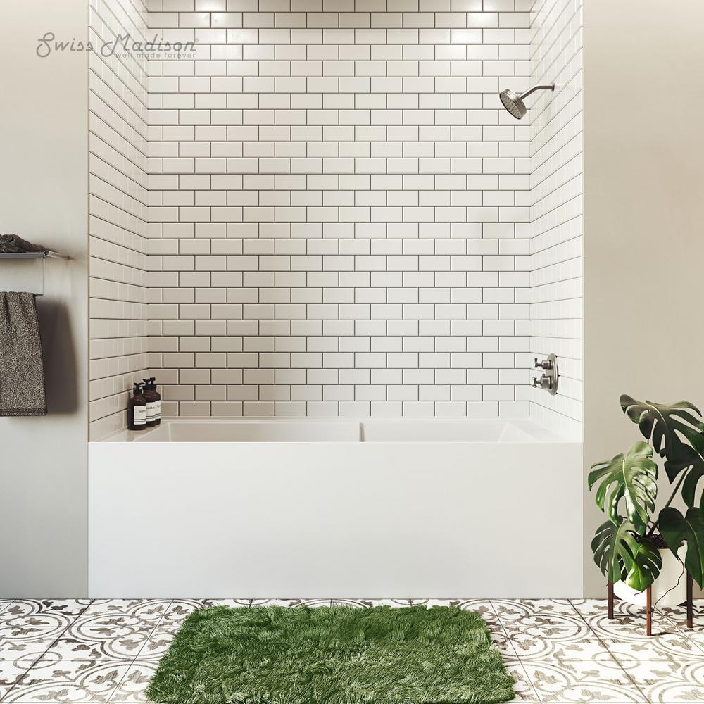 Voltaire 72" White Acrylic Alcove Bathtub with Apron and Armrest