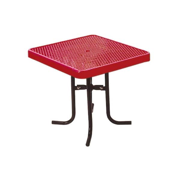 Ultra Play 36 in. Diamond Red Commercial Park Square Low Food Court Portable Table