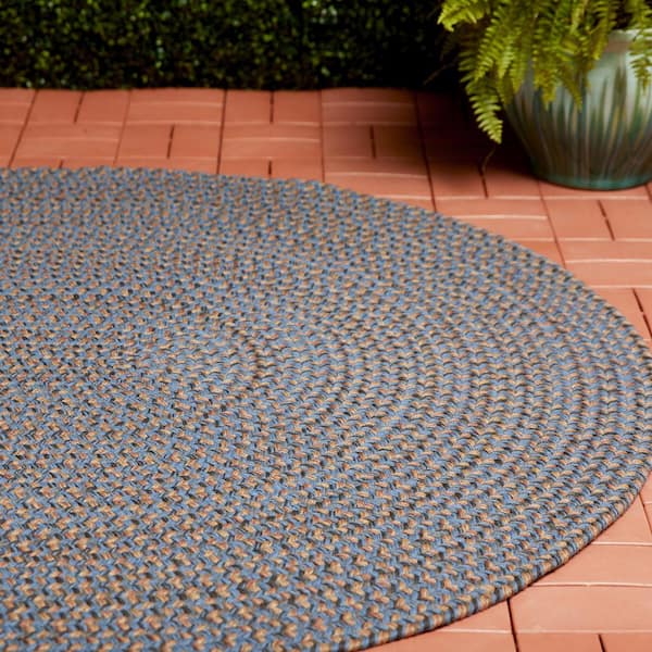 Westport Denim Blue Tweed 3 ft. x 5 ft. Oval Indoor/Outdoor Braided Area Rug