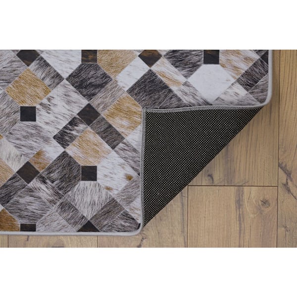 Austin 5 ft. x 7 ft. Brown Modern Woven Animal Print Polyester Rectangle Indoor Area Rug