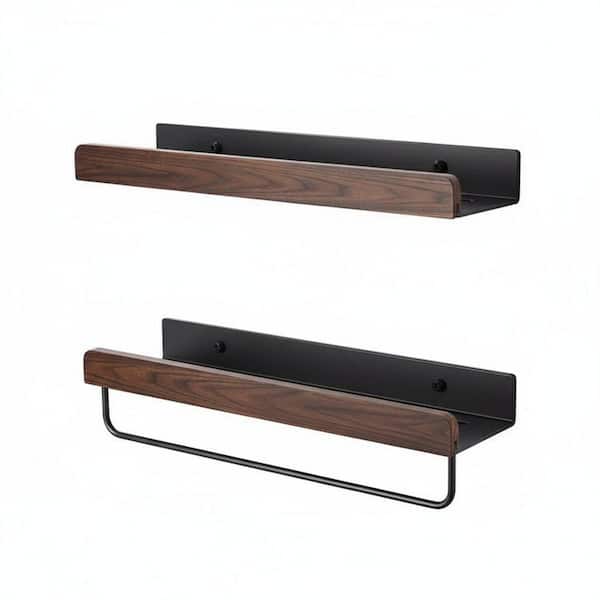 7.9 in. W x 4.3 in. D Brown Floating Shelves, Floating Storage Rack Set of 2, Decorative Wall Shelf