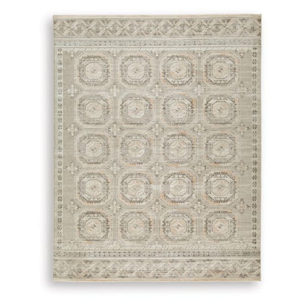 Bachby 8 ft. x 10 ft. Beige/Gray Medallion Area Rug