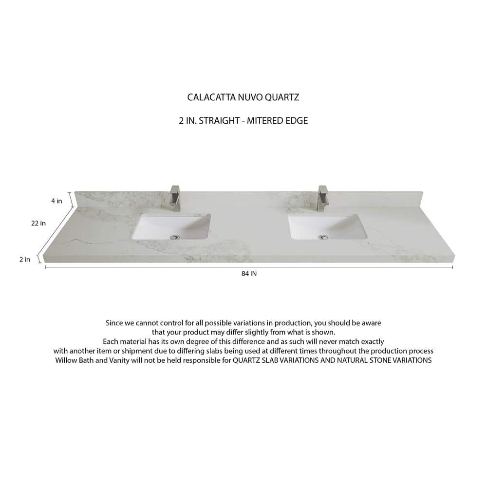 Aberdeen 84" Pewter Green Double Sink Vanity with Calacatta Nuvo Countertop