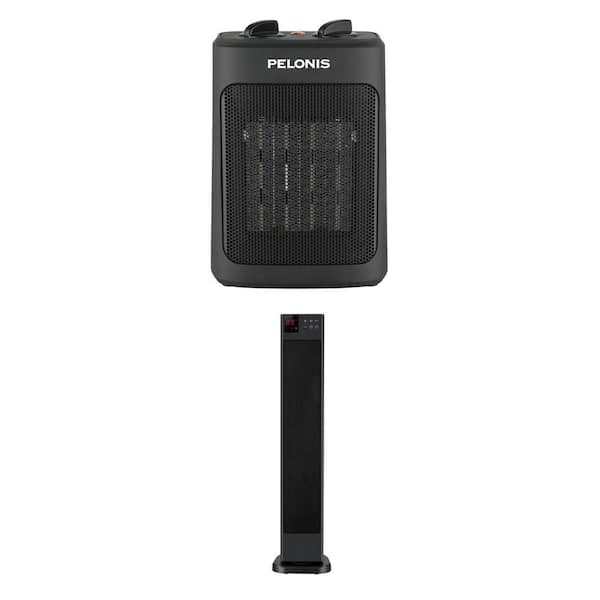 9 in. 1500-Watt Ceramic Space Heater with Thermostat and 30 in. Digital Tower Ceramic Heater Combo