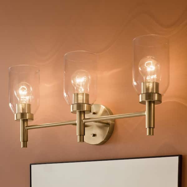 Madden 24 in. 3-Light Champagne Bronze Modern Bathroom Vanity Light with Clear Glass
