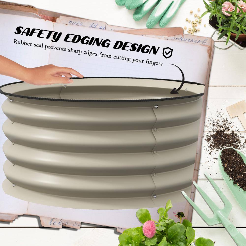Cream White Galvanized Metal Raised Garden Bed Set of 2