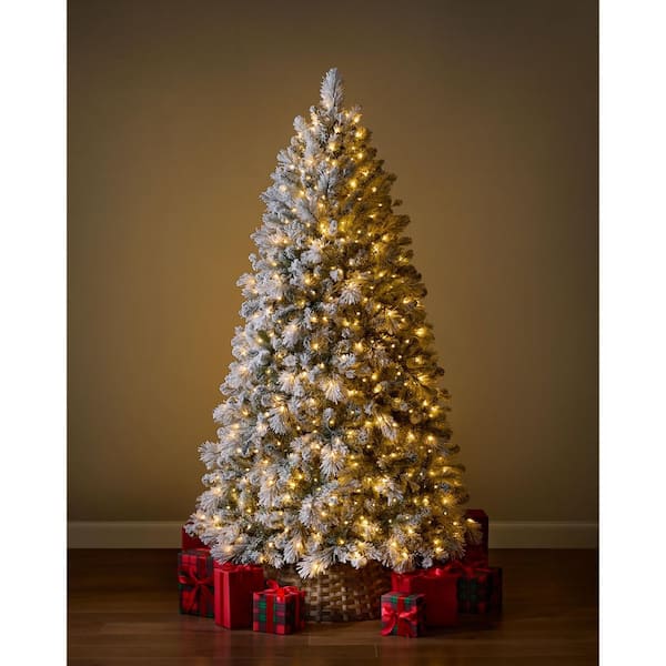 7.5 ft Glistening Pine Flocked LED Pre-Lit Tree T17