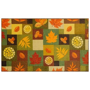 Square Fall Leaves Multi 1 ft. 6 in. x 2 ft. 6 in. Area Rug