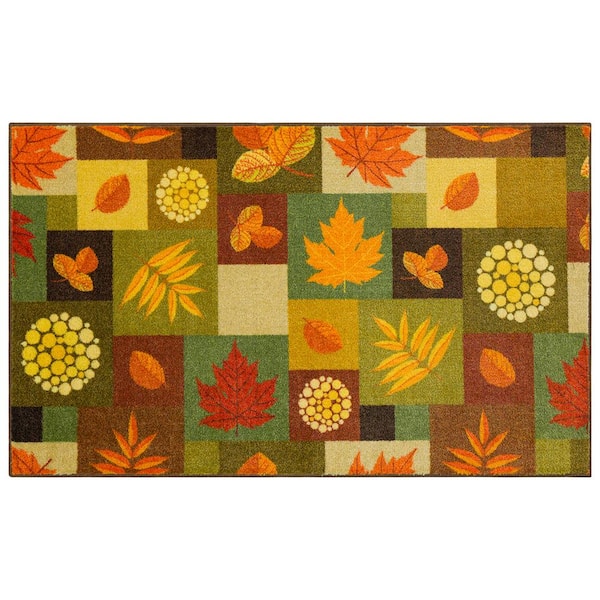 Mohawk Home Square Fall Leaves Multi 1 ft. 6 in. x 2 ft. 6 in. Area Rug
