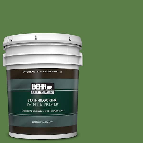 BEHR ULTRA 5 gal. #S-H-430 Mossy Green Semi-Gloss Enamel Exterior Paint & Primer