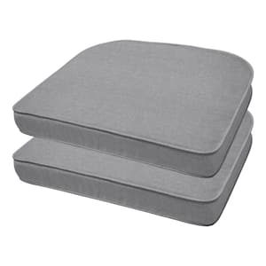 Textured Solid Platinum Grey Rounded Outdoor Seat Cushion (2-Pack)