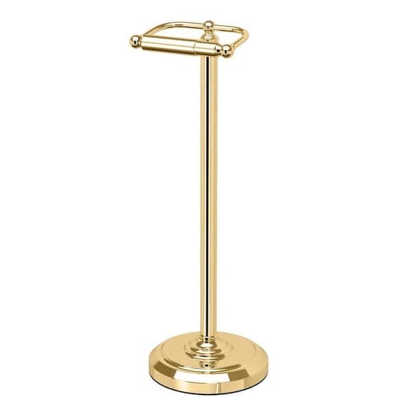 Double Post Toilet Paper Holder in Polished Brass