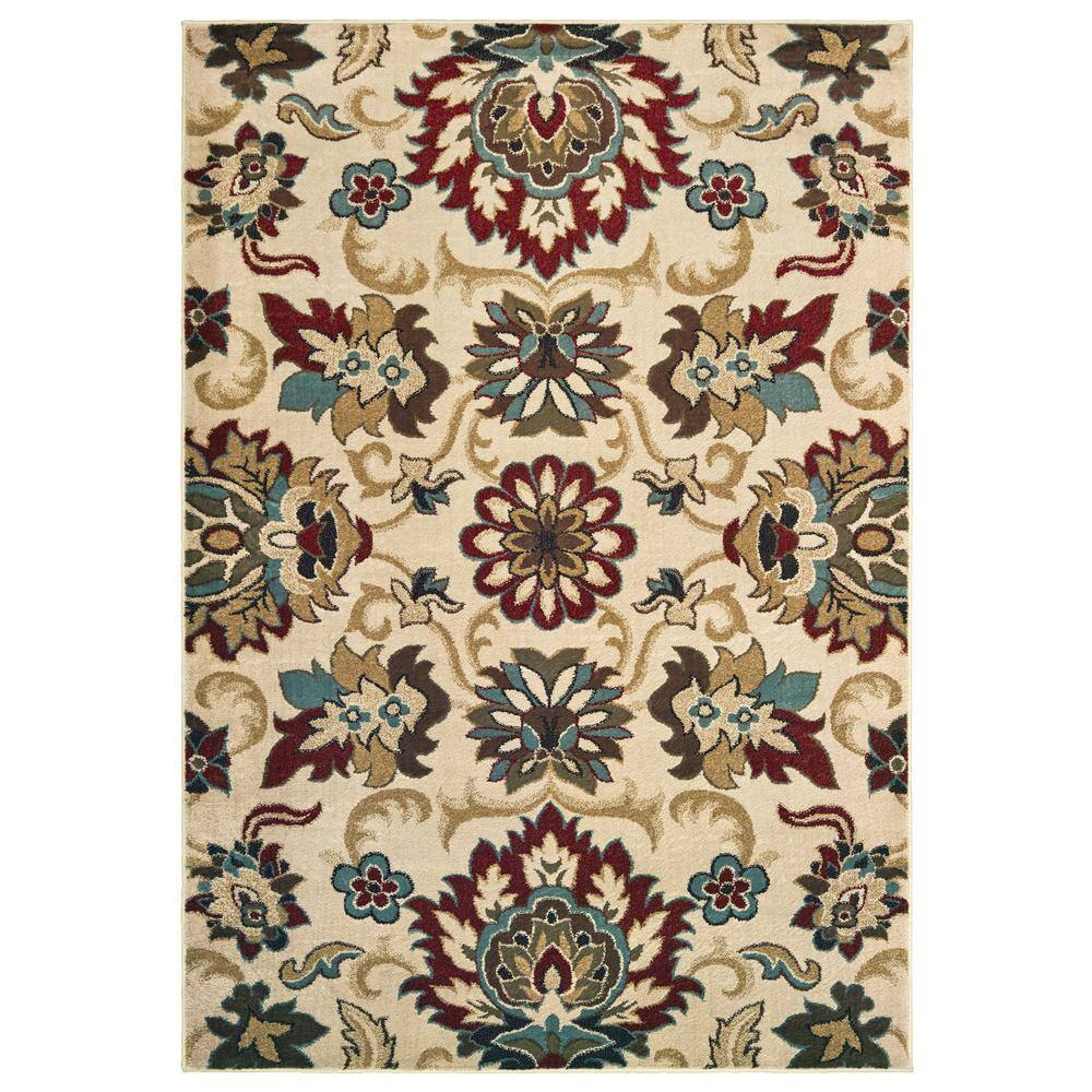 Lexington Ivory/Multi 6 ft. x 9 ft. Floral Area Rug-019842 - The Home Depot
