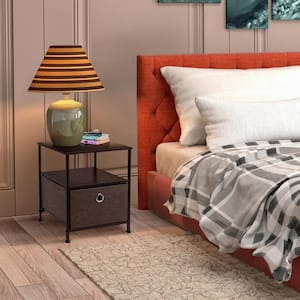 1-Drawer Brown Nightstand 18.37 in. H x 15.75 in. W x 15.75 in. D