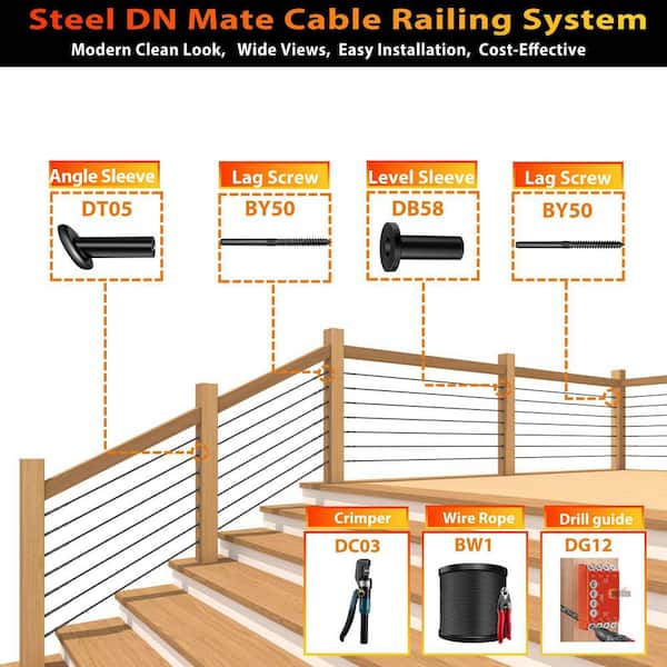 CKE 500FT 1/8" Stainless Steel Cable Wire Rope, T316 Stainless Steel Cable Railing Kits Cable Railing Hardware 7x7 Strand Construction Aircraft Wire Ro
