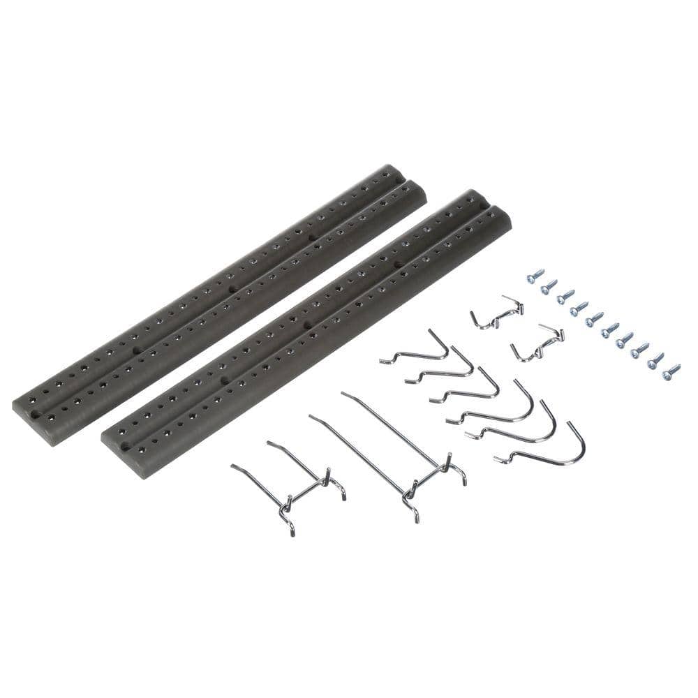 Gray Resin Peg Strip Kit with 10 Metal Hooks