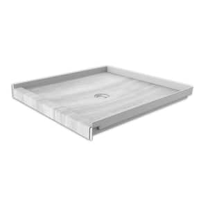 36 in. x 36 in. Single Threshold Shower Base with Center Drain in Silver Strata