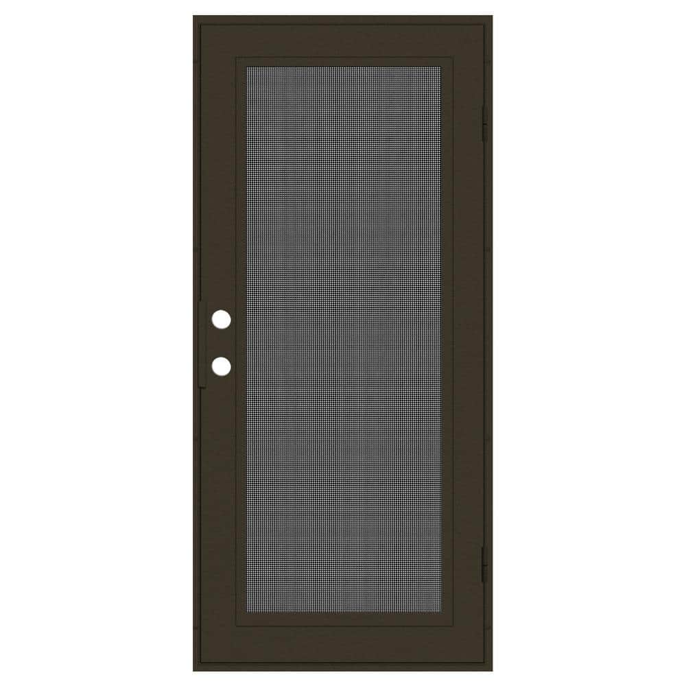 Full View 30 in. x 80 in. Left-Hand/Outswing Bronze Aluminum Security Door with Meshtec Screen -  Unique Home Designs, 3S0000CL1BZ00A