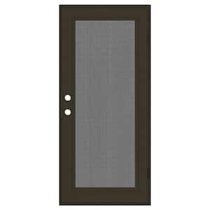 Full View 30 in. x 80 in. Left-Hand/Outswing Bronze Aluminum Security Door with Meshtec Screen
