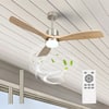 TOZING 52 In Smart LED Indoor Wood Color Low Profile Iron Semi Flush Mount Ceiling Fan With