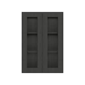 24 in. W x 12 in. D x 36 in. H in Shaker Charcoal Ready to Assemble Wall Kitchen Cabinet with No Glasses