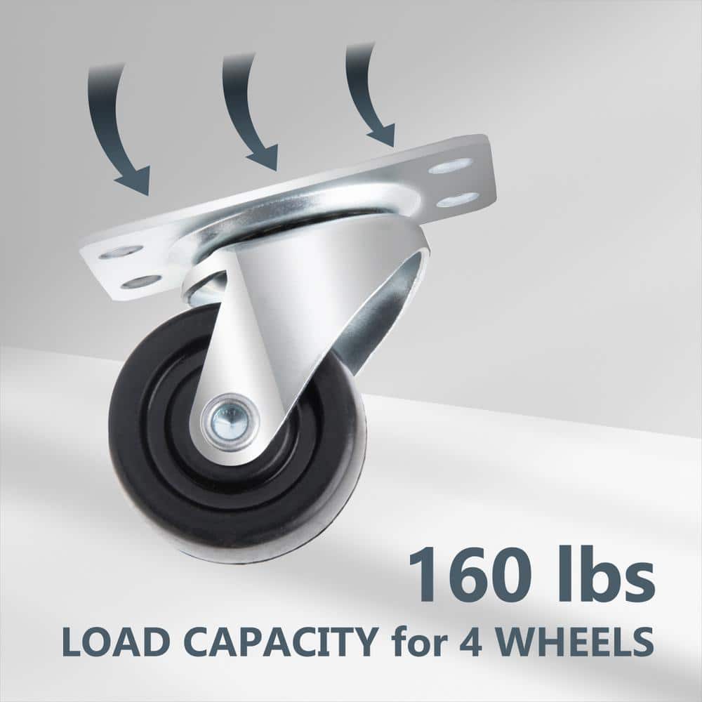 POWERTEC 1.5-Inch Swivel Plate Casters with Rubber Wheels, 4-Pack