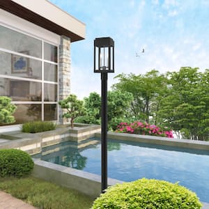 Ardenwood 20 in. 2-Light Black Cast Brass Hardwired Outdoor Rust Resistant Post Light with No Bulbs Included