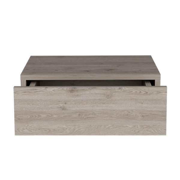 Unbranded Modern Light Gray 15.7 in. Pine Wood Floating Decorative Rectangle Stand with Drawer