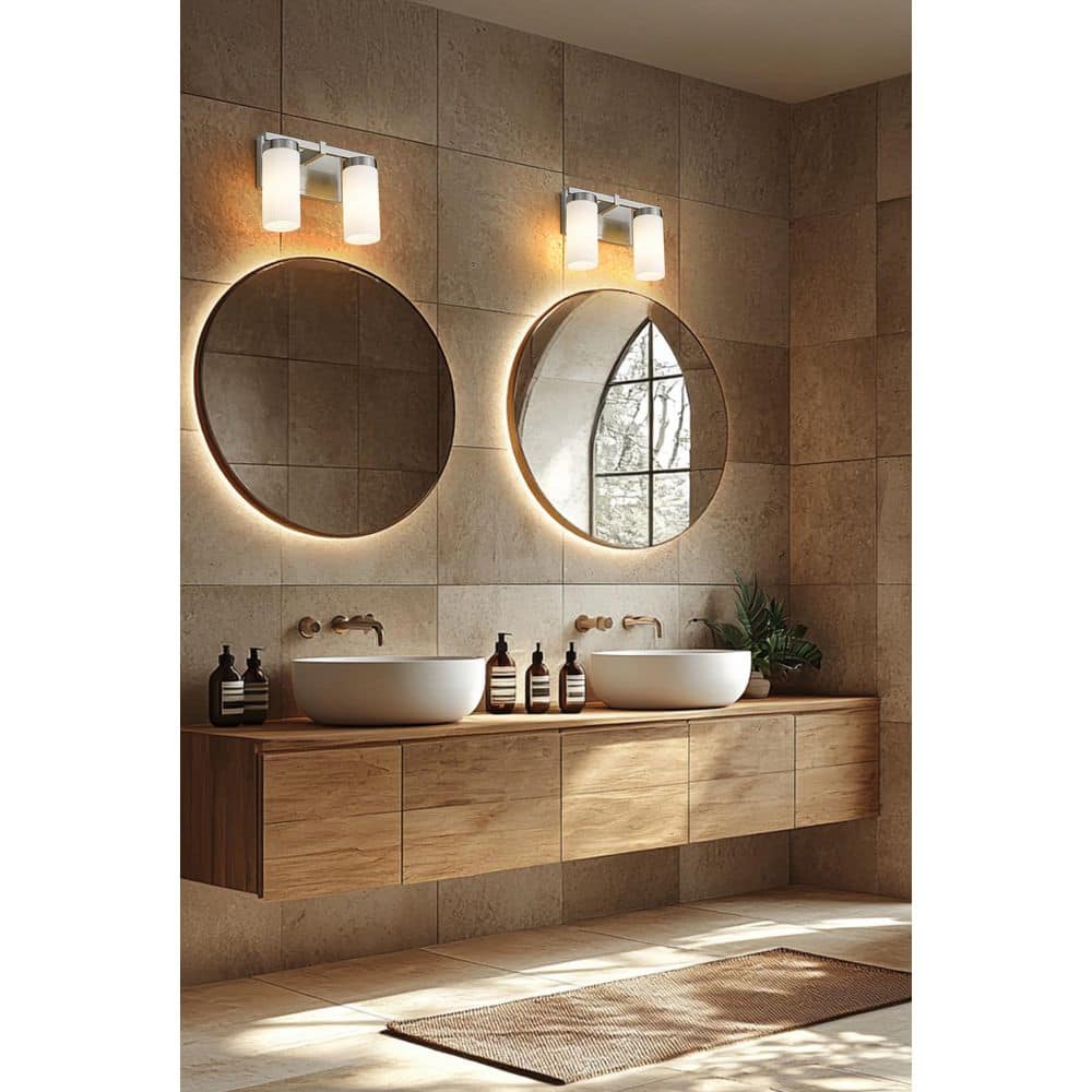 Danica 11.75 in. 2 Light Brushed Nickel Vanity Light with White Glass Shade price history on PriceWatchPro