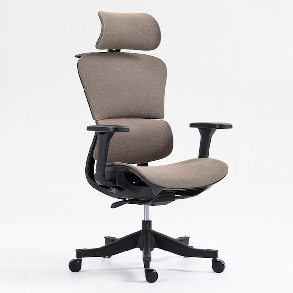 Elton Fabric Mesh Reclining Ergonomic Office Chair in Brown with 4D Adjustable Arms, Swivel Base, and High Back