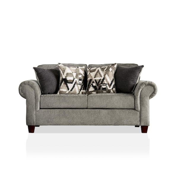 Furniture of America Santago 72 in. Graphite Chenille 2-Seat Loveseat