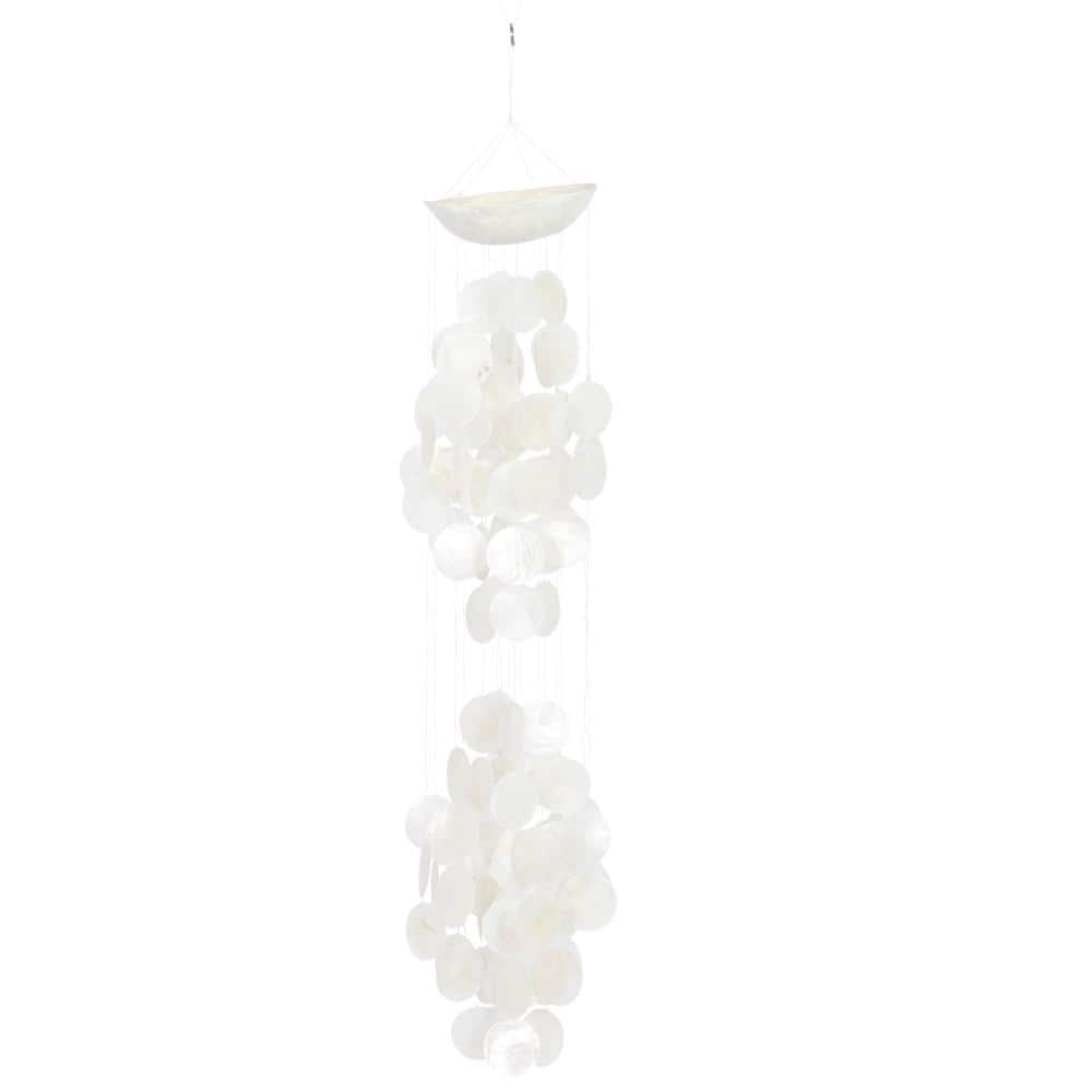 DecMode 27  White Capiz Shell Waterfall Windchime