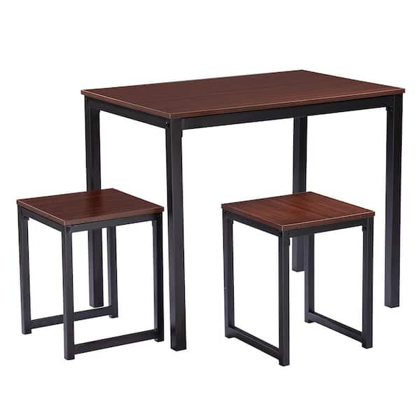 Karl home Simple Wood Grain 3-Piece Brown Dining Set