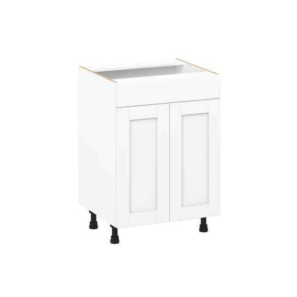Milton 24 in. W x 21 in. D x 30 in. H Assembled Shaker Bath Sink Base Kitchen Cabinet in Bright White with False Front
