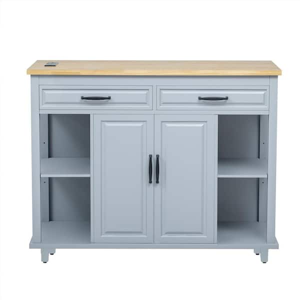 Xspracer White Mdf Base with Wood Top Rolling Kitchen Island (17-in x 33-in x 37-in)