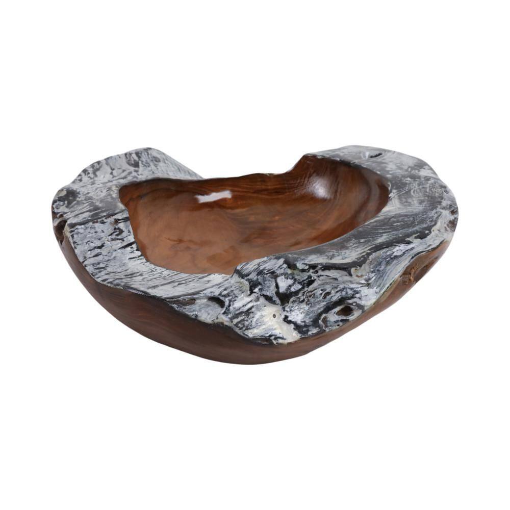 Brown 12 in. Circle Teakwood Decorative Bowl with Burnt Edges price history on PriceWatchPro
