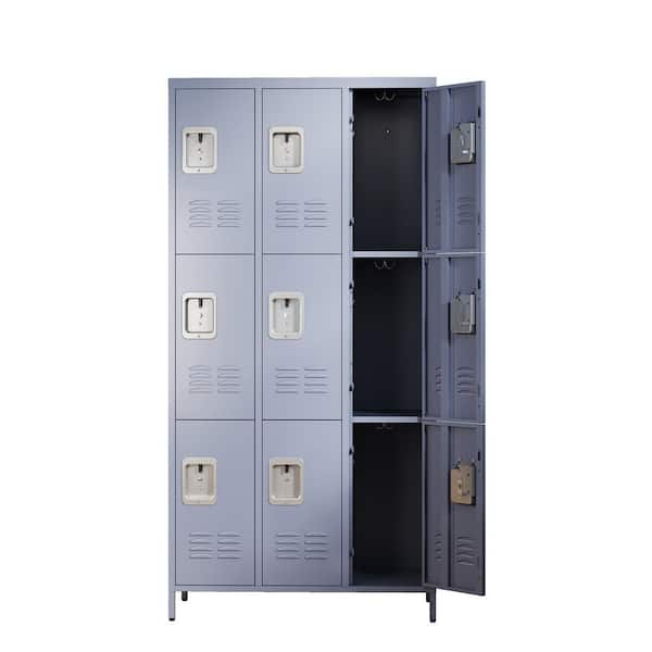 cadeninc 72 in. H 3-Tier Metal Lockers in Gray with 9-Door