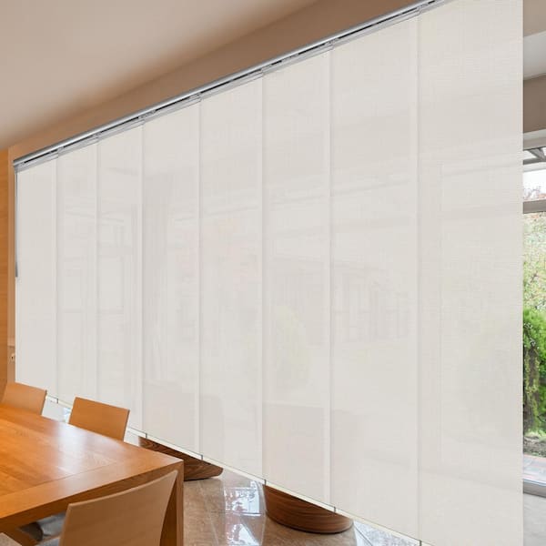 EMOH Buff 130 in. - 175 in. W x 116 in. L Adjustable 8-Panel Satin Nickel Double Rail Panel Track with 23.5 in. Slates